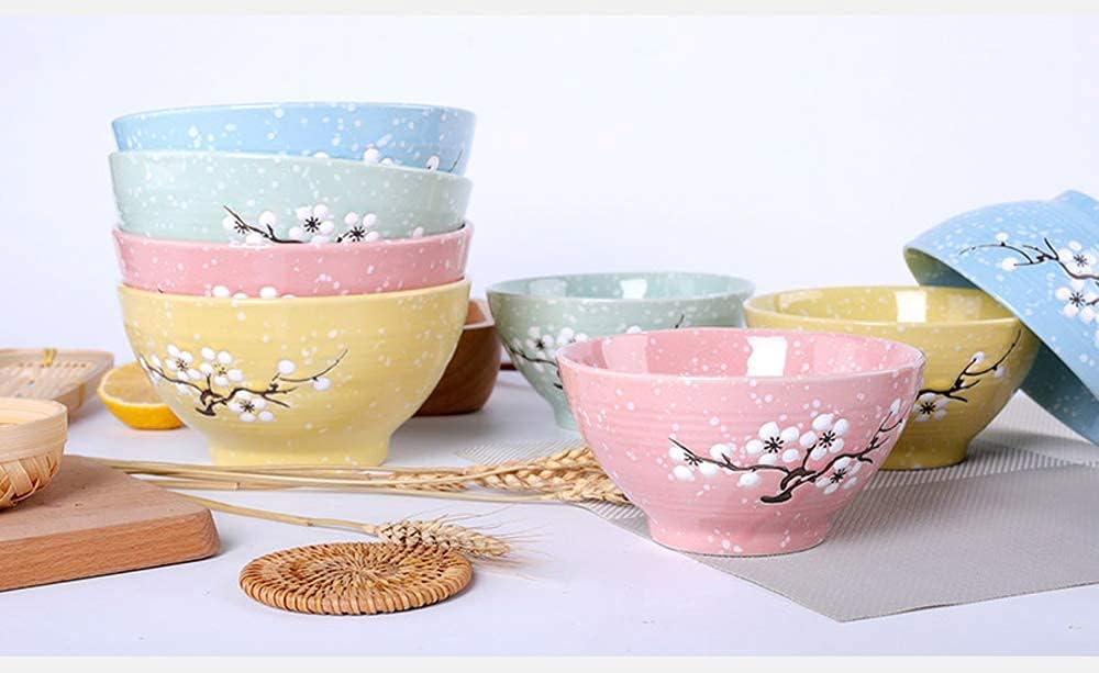 Bowl, Rice Bowl, Single Household Ceramic Bowl, Set Rice Bowl, Chopsticks Set Bowl, Dish Set Bowl, Beautiful Fashion，Blue 10.5x10.5x5.5cm