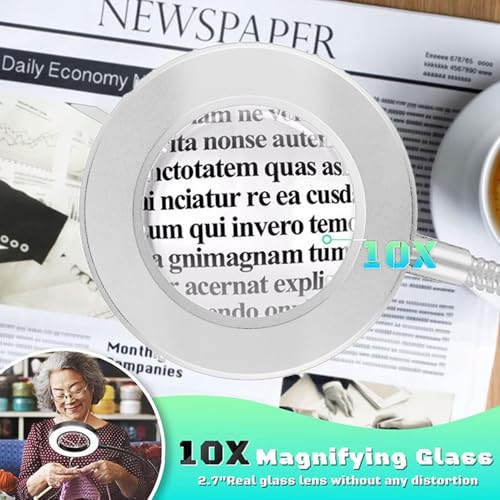 Lampe loupe 10x LED pour sourcils et artisanat avec loupe de lecture USB - 5