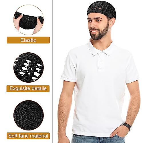 Image of Boyiee Kufi Hat for Men Muslim Knit Kufi Cap Crochet Beanie Skull Beanie African Hat for Men Women