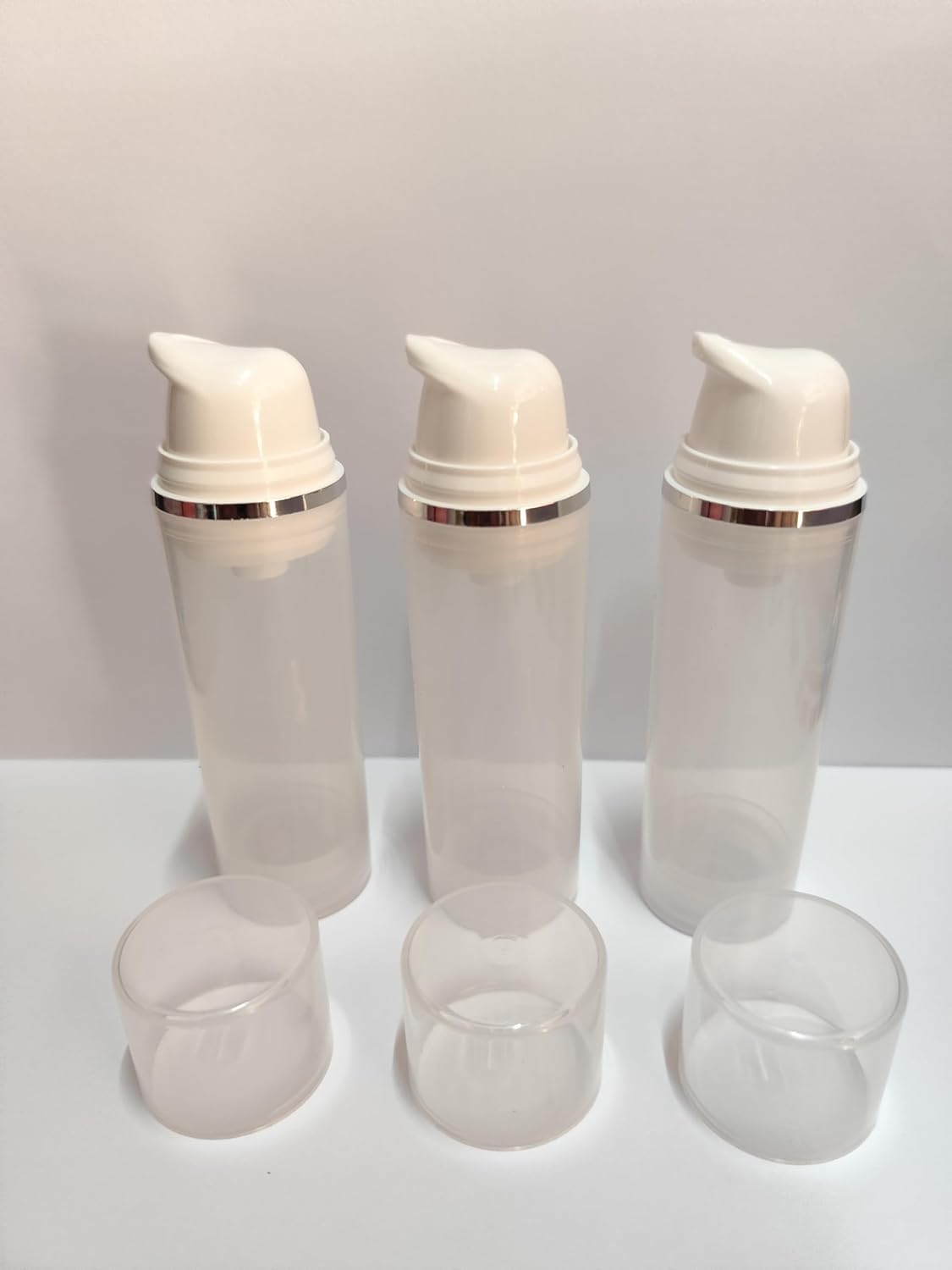 SHREE MAHA 50ml Empty Clear Airless Cosmetic Cream Pump Bottle Travel Size Dispenser Refillable Containers/Foundation Travel Pump Bottle for Shampoo (Pack of 2pcs)-image-26