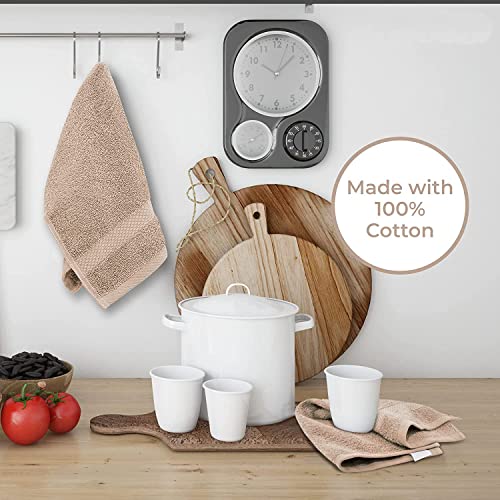 Wholesale Trade Dealz 12 X Face Cloth Flannels (30 x 30 cm-600GSM) 100% Egyptian Cotton Wash Cloths Quick Dry & Absorbent Towel Set for Gym,Spa,Golf (Latte, Cotton) - Image 4