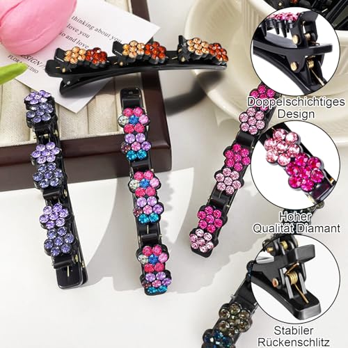 Hair Clip with Crystal Flower, Pack of 10 Hair Clips, Women's Hummingbird Hair Clip, Hair Clip with 3 Clips - Image 4