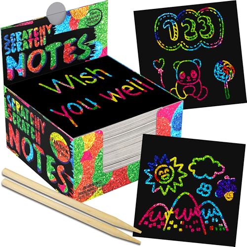 PURPLE LADYBUG Rainbow Holographic Scratch Art Paper Mini Notes -...