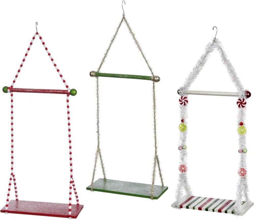 Mark Roberts Christmas 2022 Double Swing, Assortment of 3, Medium 13X24 Inches - Whimsical Christmas Decor for Home Decoration