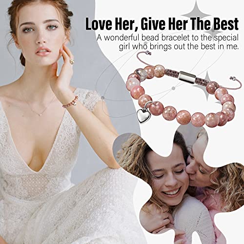 Stocking Stuffers for Teens, Christmas Gifts for Mom from Daughter Beaded Bracelets for Women Teen Girl Gifts Adjustable Charm Link Bead Birthday Graduation Gift for Her Girlfriend Sister