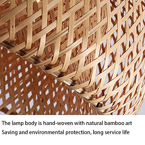 Lustre en Bambou Naturel Solution Éclairage Doux pour Plafond Bas - 7