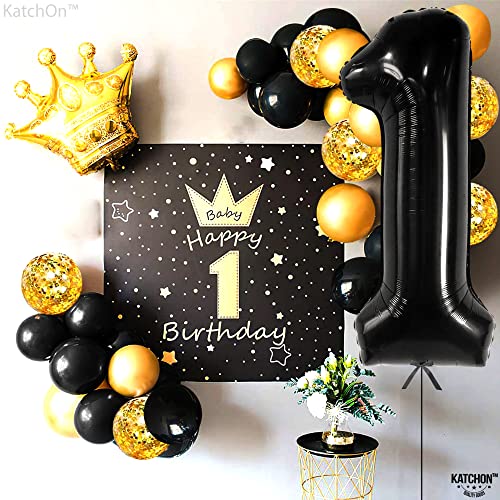 Image of KatchOn Black Number 1 Balloon 40 Inch, Happy Birthday Balloon