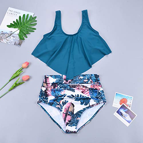 Image of Women High Waisted Bikini Swimsuit Flounce Vintage 2 Piece Bathing Suits
