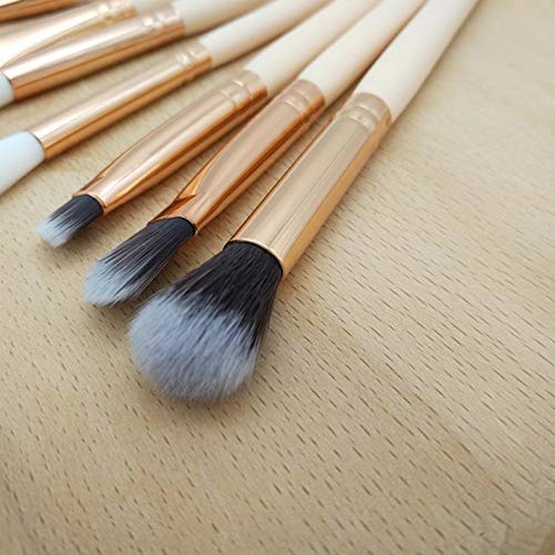 Jam Lee Makeup Brushes Set 12pcs Wood Handle Soft Nylon Bristles Kabuki Makeup Brush Cosmetic Brushes Eyeshadow Eyeliner Blush Brushes (White)