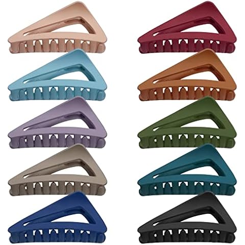 Haakong 10pcs Matte Frosted Triangle Hair Clips - Nonslip French Hair Claws for Women and Girls Cover