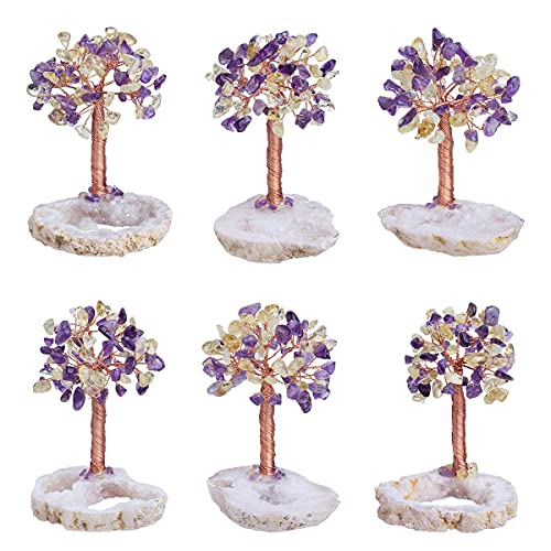 Nupuyai Natural Amethyst & Citrine Healing Crystals Tree of Life with Geode Cluster Base - Image 4