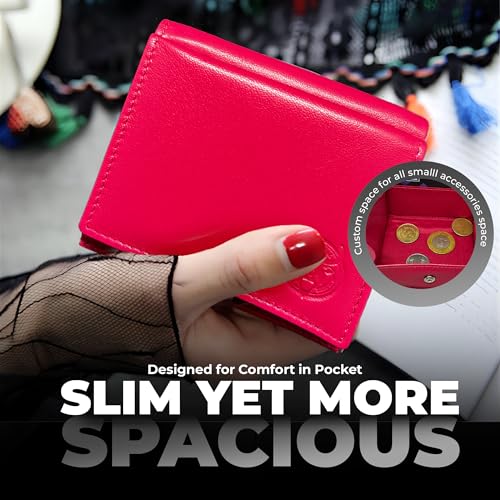 Leather Women’s Wallet Small Pink Slim Wallet with Multiple Card Slots Coin Pocket RFID Blocking Ideal Gift for Ladies Wallet for Women4