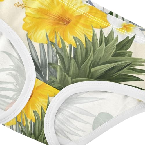 Toddler Girls Underwear 2t Cotton Panties for Girl Stylish Briefs Underpants Yellow Hibiscus Flowers Pineapple4