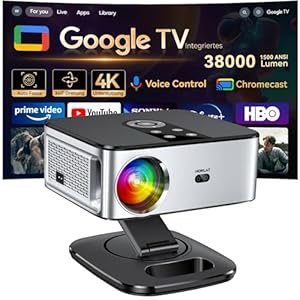 Beamer【1500 ANSI & Google TV】 HORLAT Beamer 4K Heimkino, Full HD 1080P WiFi6 Bluetooth, Autofokus/Trapezkorrektur,S... Projektor Mit 360° Drehbarem Ständer
