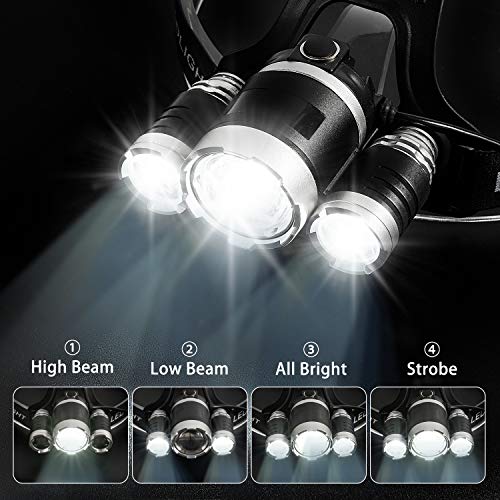 Headlamp, IKAAMA 6000 High Lumens Brightest Head Lamp, 18650 USB Rechargeable LED Work Headlight Flashlight Waterproof Flashlights 4 Modes Headlamps for Adults Running Camping Fishing Hiking Biking - Thumbnail 5
