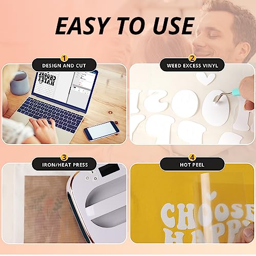 Image of HTVRONT Puff Vinyl Heat Transfer - 10 inch x 6ft White Iron on Vinyl Roll for T Shirts, 3D Puff HTV Heat Transfer Vinyl Compatible with Cricut Cutting Machine- Easy to Cut & Weed & Transfer (White)