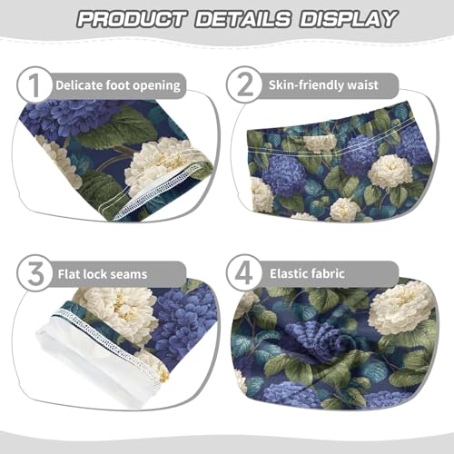 Girls Leggings Blue White Hydrangea Flowers Soft Toddler Leggings for Girls Kids Pants Size 4T-10T3