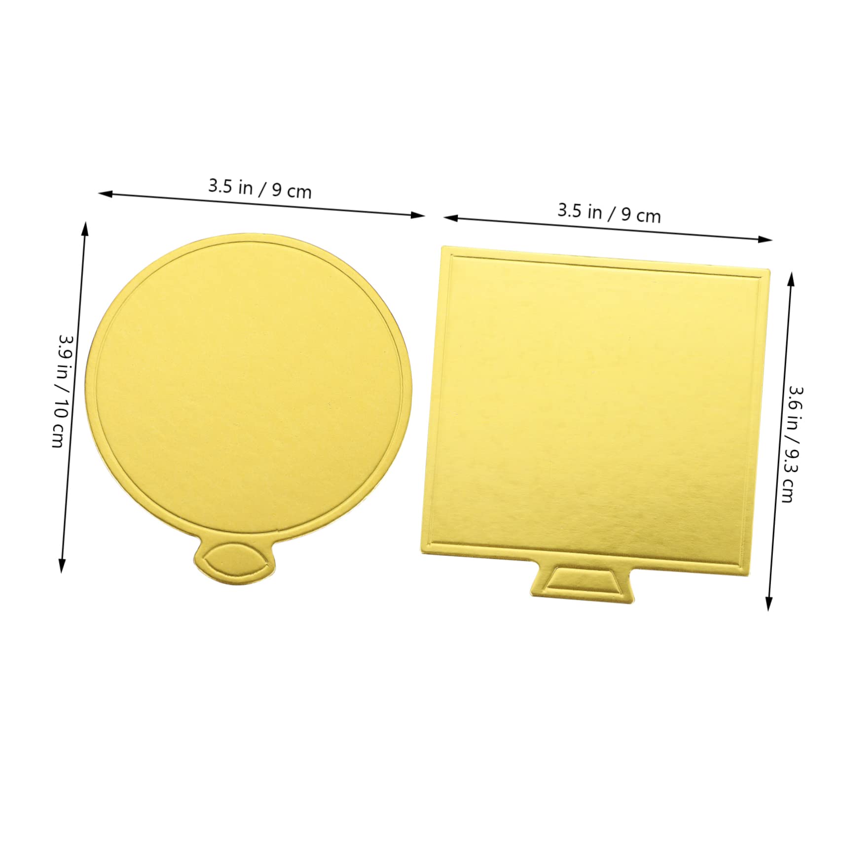 TOPBATHY 200 Pcs Bases de Gâteaux Rondes et Carrées en Papier Doré pour Présentation de Desserts et Mousse Élégante