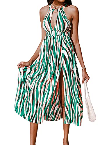 CUPSHE Women s Sexy Backless Zebra Print Ruched Cut Out Maxi Dress,L