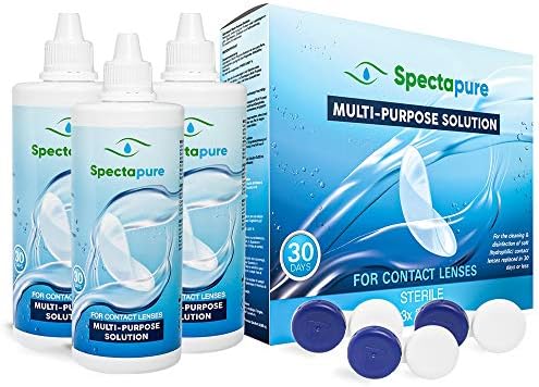 Spectapure Contact Lens Solution with Lens Case 360 ml Bottle 3-Pack - Multi Purpose Triple Action Disinfectant Cleaner Liquid - Perfect for Cleaning Soft or Silicone Hydrogel Lenses