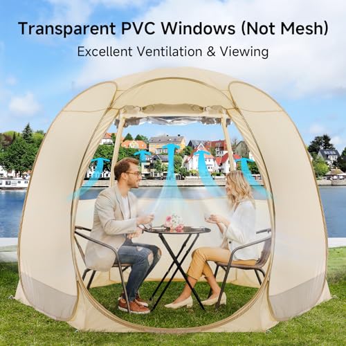 Alvantor Screen House Gazebo, 6-10-15 Person Pop Up Igloo Screened Canopy Tent with Mosquito Netting Sides, Instant UV Resistant Sun Shelter for Garden, Patio, Backyard - Image 3