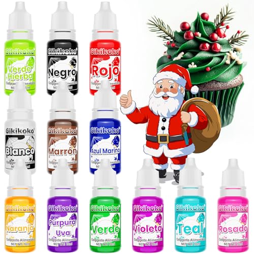 Colorante Alimentario - 12 ×10 ml Colorantes Alimentarios Reposteria, Colorante Alimentario Reposteria Para Hornear, AzúCar Glas, Macarons, DecoracióN De Pasteles, Crema De Mantequilla, Slime