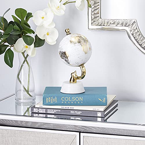 Deco 79 Aluminum Globe with Marble Base, 5" x 5" x 10", Gold by Deco 79 - Image 2
