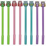 Maydahui 12 PCS Owl Shaped Rollerball Pens Cute Kawaii Animal Pen Novelty Bird Writing Pen Black Gel Ink Desk Decor Accessories for School Office
