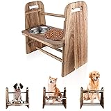 [Updated 2nd] LByzHan Elevated Dog Bowls, 3-in-1 Adjustable Height 4in 8in 13in Wood Raised Dog...
