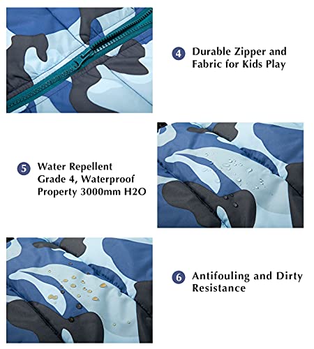 Zshow Boys' Light Puffer Jacket Hooded Fleece Lined Outerwear Coat(Blue Camouflage,14-16) #TOP4