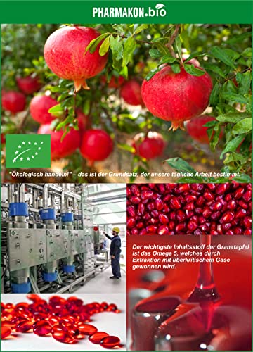 Pharmakon Organic Pomegranate Extract, Highly Bioavailable Softgels, Full Spectrum Contains Polyphenols + Omega 5 (90 Count) #TOP2