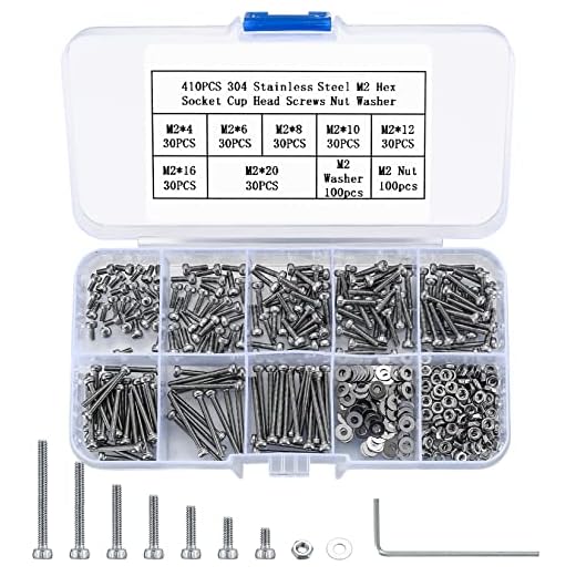 410 Pcs Hex Socket Head Cap Screws Bolts, Small/Tiny/Micro Allen Head Machine Screws Bolts and Nuts and Washers Assortment Kit, M2x4/6/8/10/12/16/20mm. (Stainless Steel, Silver)