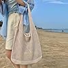 2025 Sacs en crochet pour femmes, sacs fourre-tout de voyage, fourre-tout de plage d'été et sac à bandoulière bohème pour femmes, beige, taille unique #4