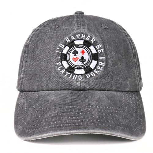 InnoBeta Poker Gifts for Men Poker Player Gifts Embroidered Cap Adjustable Hat Gifts Accessory for Birthday & Christmas Grey