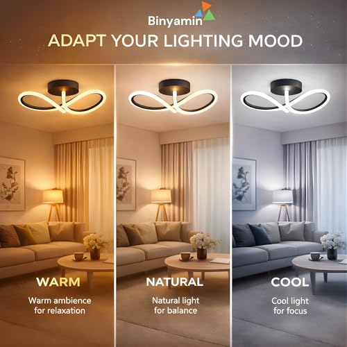 Image of Binyamin 50W Modern LED Ceiling Light for Living Room | Star & Infinity Design Ceiling Lamp 3Colour Changing Warm White, Natural White & Cool White | Acrylic Ceiling Light for Bedroom Hallway Infinity