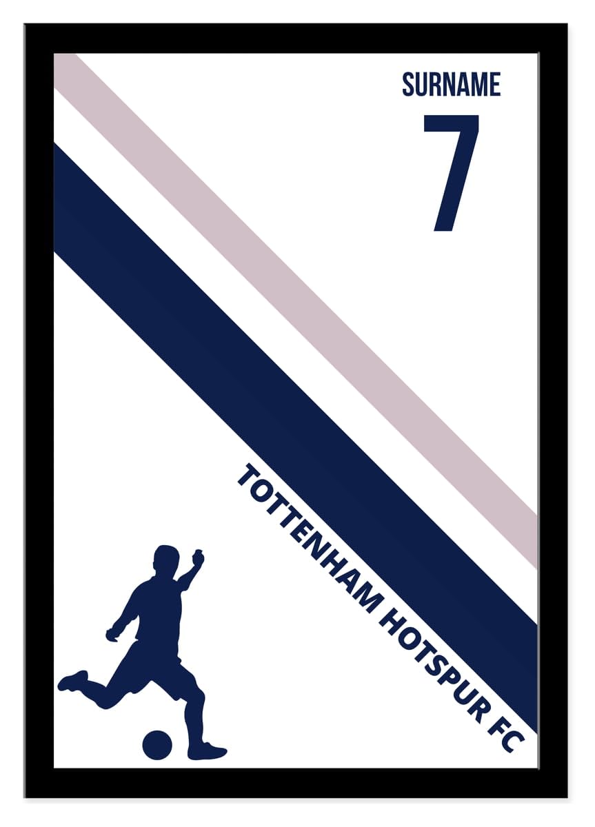 Personalised Colour Stripe A4 Framed Print for Tottenham Hotspur supporters, black frame