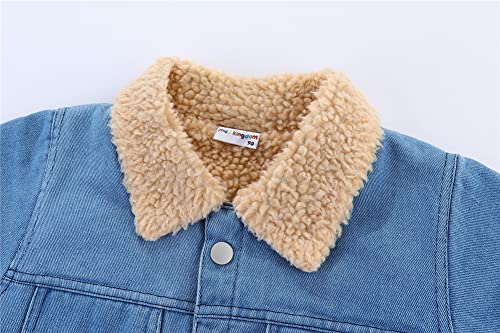 Mud Kingdom Little Boys Denim Jacket Fleece Lined Cute Sherpa Collar Snap Button3