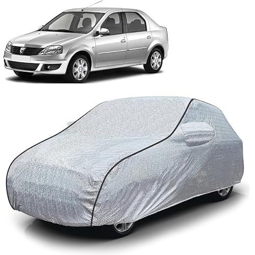 Image of Sulfar 100% Waterproof Car Body Cover Compatible with Mirror for Renault Pulse (Triple Stitched, Full Bottom Elastic, Magic Silver with Black Piping)