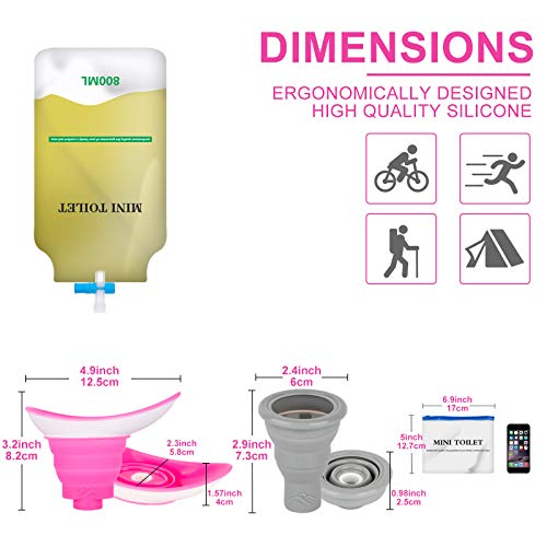 Man female urination device urinals portable toilet for car women shewee Patients Lazy Old people urinal car camping supplies stuff sink camp toilet portable potty camping hiking road trip (pink) - Thumbnail 6