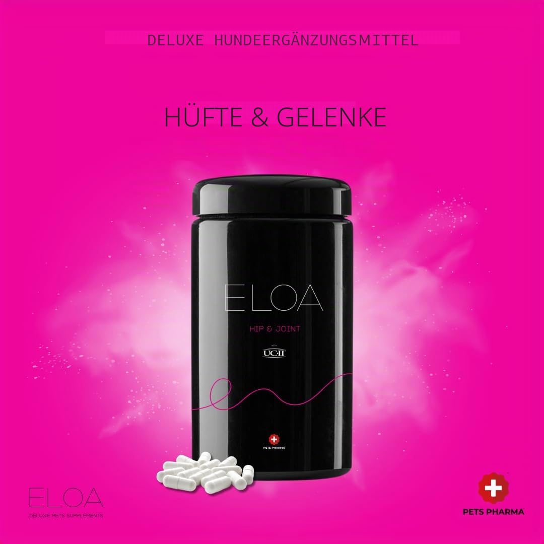 ELOA Hip & Joint, Nahrungsergänzungsmittel für Hunde mit UC-II Undenaturiertes Kollagen Typ II und Omega-3 Fettsäuren