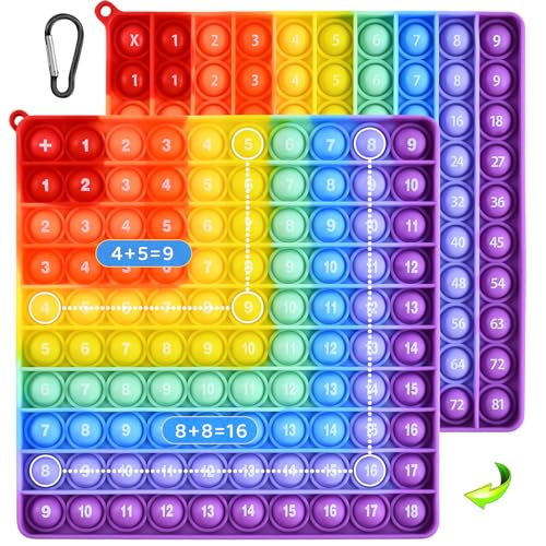 Popit XXL Fidget Toys, Pop it, Push Pop Bubble Fidget Sensory Toy, Stressabbau Sensory Toy, Rainbow Multiplikationsbrett, Multiplikation für Kinder Lernspielzeug für Zusatz (A2)