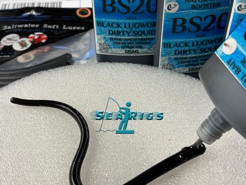 Searigs - Saltwater Concentrated 125ml Attractor Gel - BS20 - BLACK LUGWORM & DIRTY SQUID - Liquid Sea Fishing Bait Booster. - Image 3