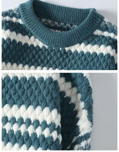 Men's Knitted Sweater Slim Fit Stripe Pullover Thick Warm Knitwear Casual Fashion Winter Loose Fit Top3