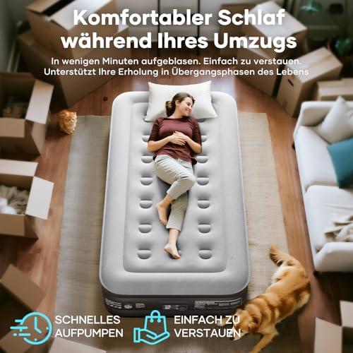 OlarHike Luftbett 1 Person, Luftmatratze Selbstaufblasend mit Integrierter Pumpe, Selbstaufblasbare Gästebett, Gästematratze, Aufblasbare Matratze für Camping oder Heimgebrauch - 198 x 102 x 46 cm