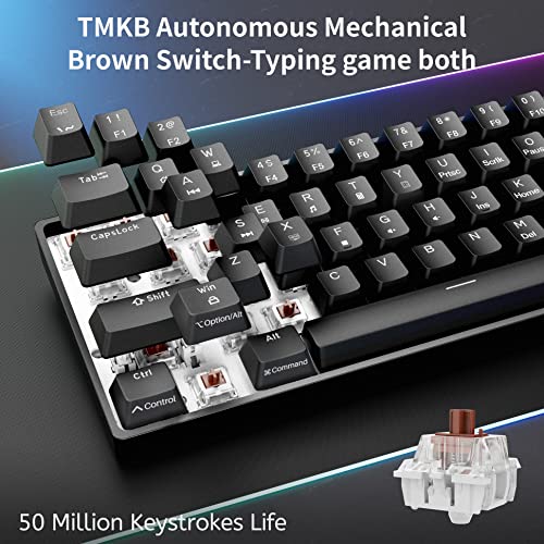 Image of DIERYA 60% Mechanical Keyboard, DK61se Wired Gaming Keyboard with Brown Switches, LED Backlit Ultra-Compact 61 Keys Mini Office Keyboard for Windows Laptop PC Gamer Typist（Black）