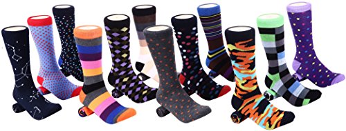 Marino Men's Dress Socks - Colorful Funky Socks For Men - Cotton Fashion Patterned Socks - 12 Pack - Fun Collection - 10-13 #TOP2