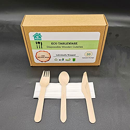 Amazon | 個包装・防災備蓄・キャンプBBQ用 使い捨て 木製カトラリー