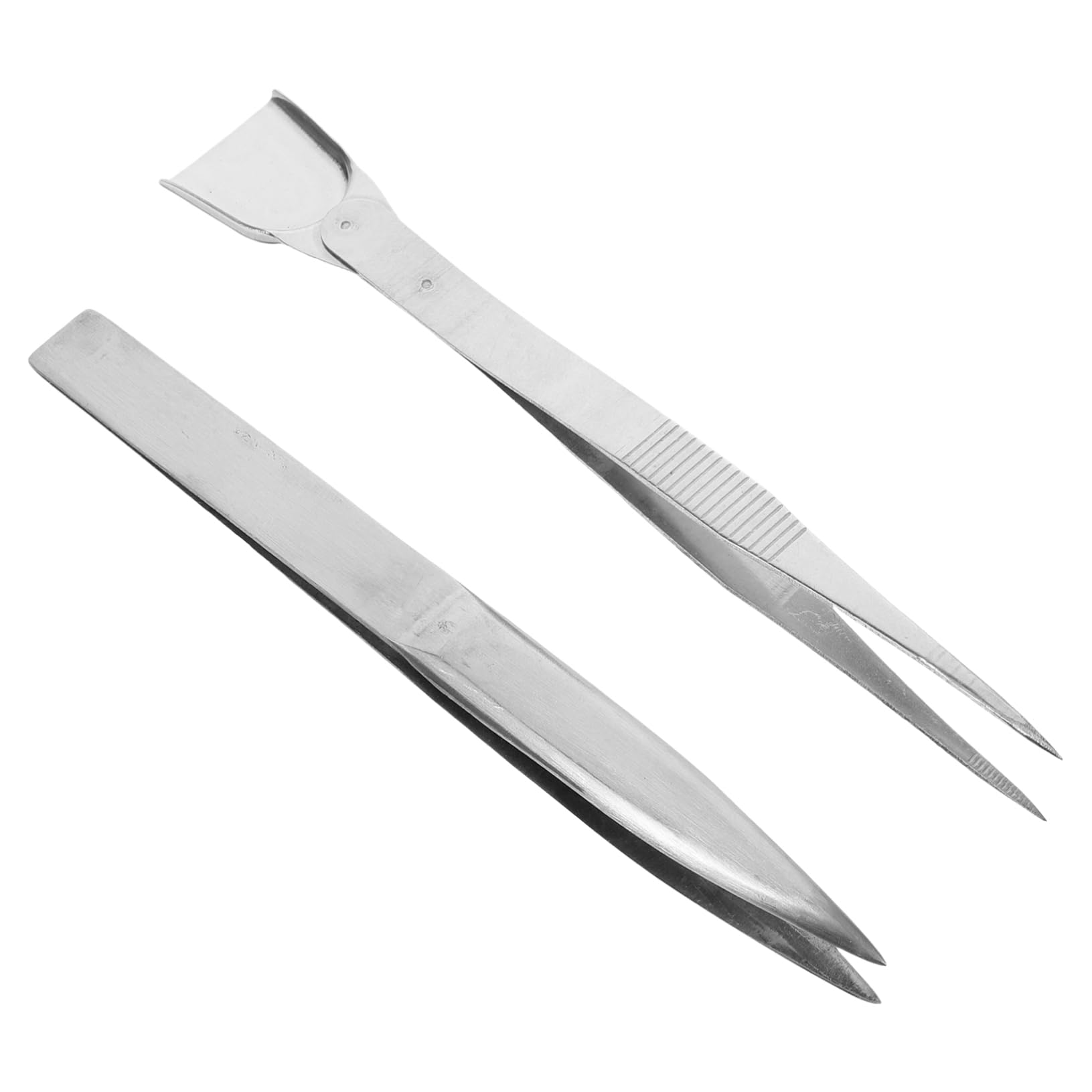 Mipcase 5 Set Pinzette Con Spatola Pinzette Affilate Fabbricazione Presa Pinzette Per Perline Artigianali Pinzette Di Precisione Pinzette Di Gioielli Acciaio Inossidabile Argento 2 Pezzi*5