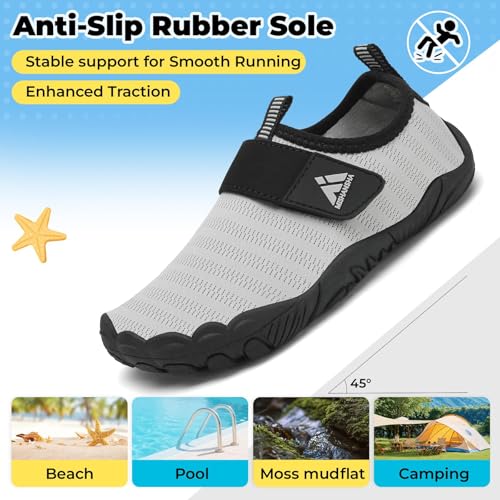 Image of Mishansha Kids Water Shoes Quick-Dry Wide Toe Box Non-Slip Barefoot Shoes Beach Pool Swim Shoes