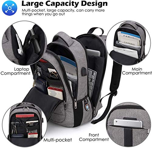 Image of 17Inch Laptop Backpack TSA Backpack with USB Charge Port Water Resistant Bookbag